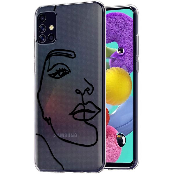 iMoshion Design hoesje Samsung Galaxy A51 - Abstract Gezicht - Zwart