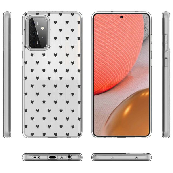 iMoshion Design hoesje Samsung Galaxy A72 - Hartjes - Zwart