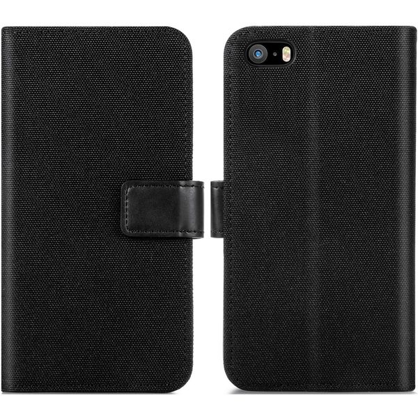 iMoshion Luxe Canvas Bookcase iPhone SE / 5 / 5s - Zwart