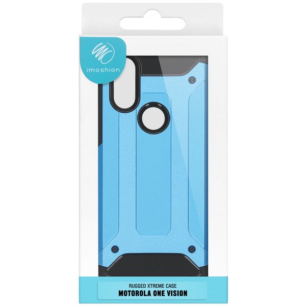 iMoshion Rugged Xtreme Backcover Motorola One Vision - Lichtblauw