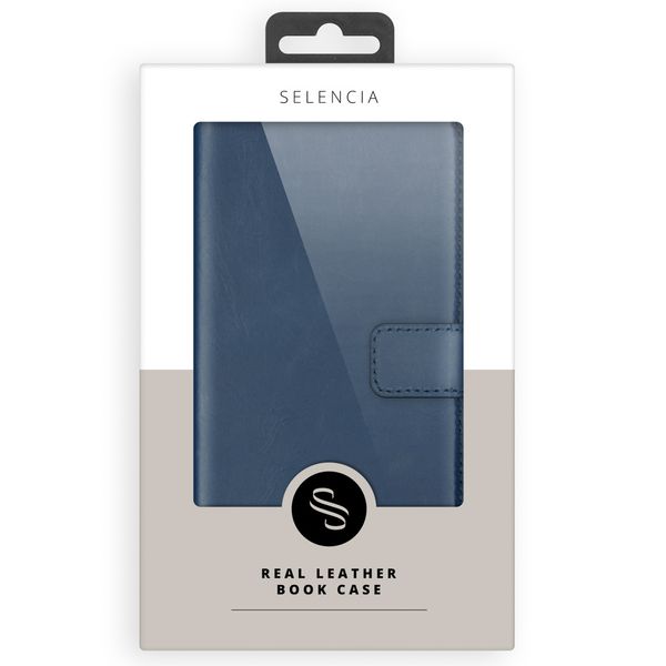 Selencia Echt Lederen Bookcase Samsung Galaxy S10 - Blauw