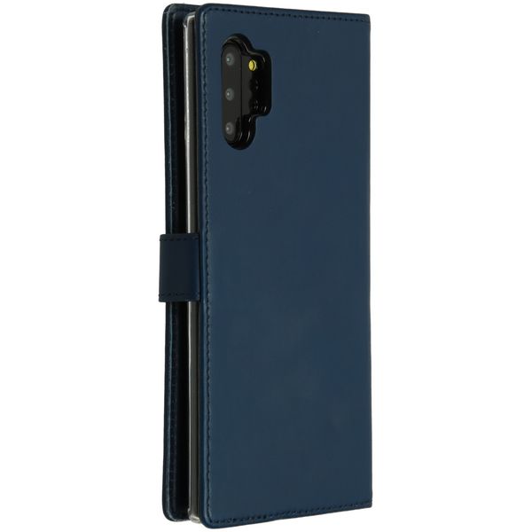 Selencia Echt Lederen Bookcase Galaxy Note 10 Plus - Blauw