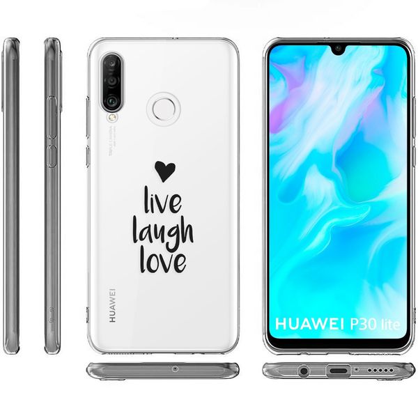 iMoshion Design hoesje Huawei P30 Lite - Live Laugh Love - Zwart