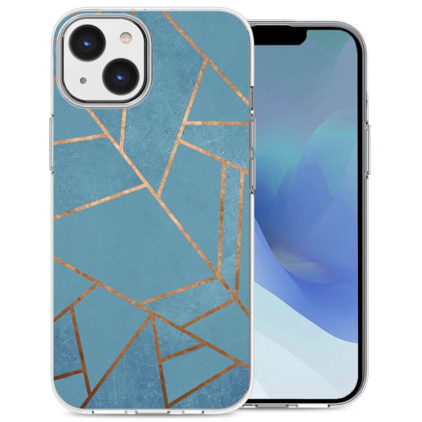 iMoshion Design hoesje iPhone 14 - Grafisch Koper / Blauw