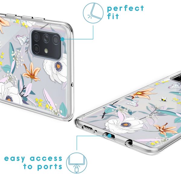 iMoshion Design hoesje Samsung Galaxy A71 - Bloem - Wit