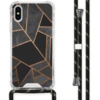 iMoshion Design hoesje met koord iPhone X / Xs - Grafisch Koper - Zwart / Goud