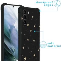 iMoshion Design hoesje met koord voor Samsung Galaxy S21 Plus - Sterren - Zwart / Goud