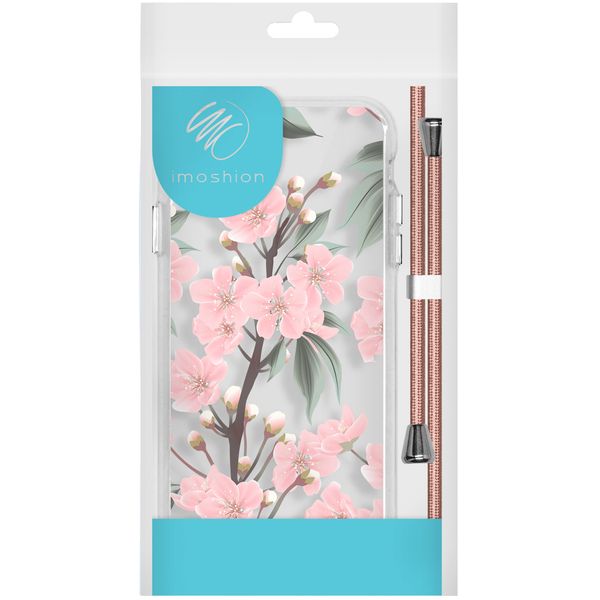 iMoshion Design hoesje met koord iPhone SE (2022 / 2020) / 8 / 7 - Bloem - Roze / Groen