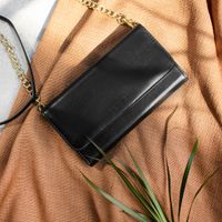 Selencia Uitneembare Vegan Lederen Clutch Galaxy S21 - Zwart