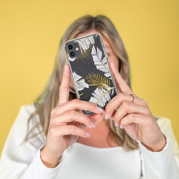 iMoshion Design hoesje iPhone 11 - Bladeren / Zwart