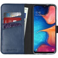 Selencia Echt Lederen Bookcase Samsung Galaxy A20e - Blauw