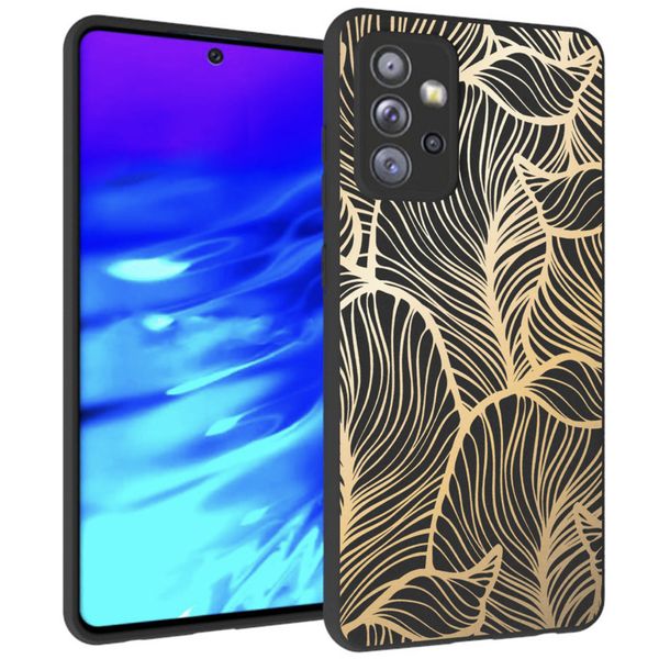 iMoshion Design hoesje Samsung Galaxy A72 - Bladeren / Zwart