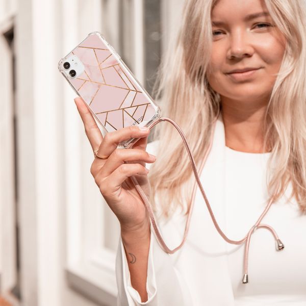 iMoshion Design hoesje met koord Samsung Galaxy A71 - Grafisch Koper - Roze / Goud