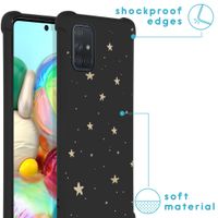 iMoshion Design hoesje met koord Samsung Galaxy A71 - Sterren - Zwart / Goud