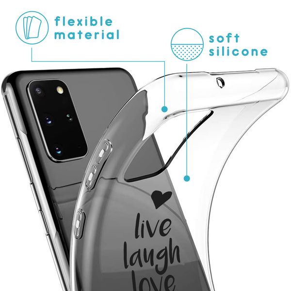 iMoshion Design hoesje Galaxy S20 Plus - Live Laugh Love - Zwart