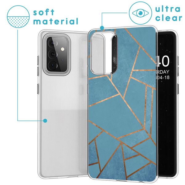 iMoshion Design hoesje Samsung Galaxy A72 - Grafisch Koper / Blauw