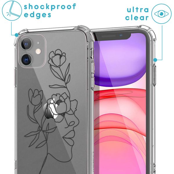 iMoshion Design hoesje met koord iPhone 11 - Abstract Gezicht Bloem - Transparant