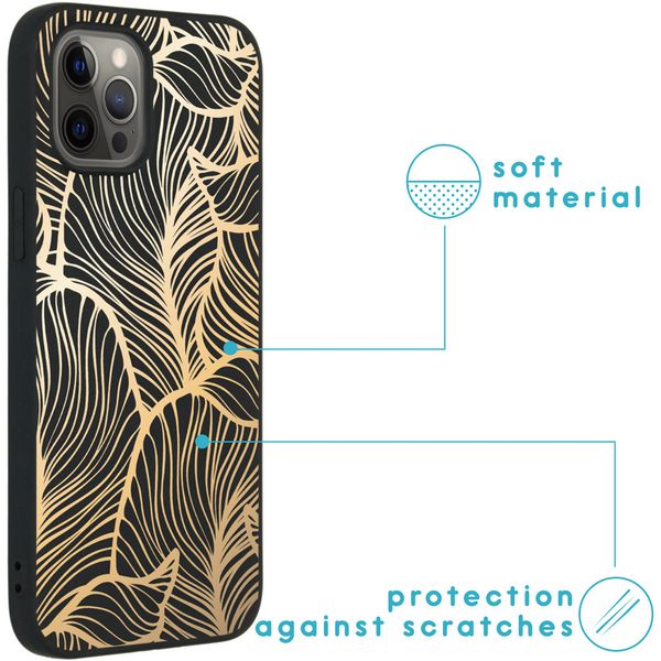 iMoshion Design hoesje iPhone 12 Pro Max - Bladeren / Zwart