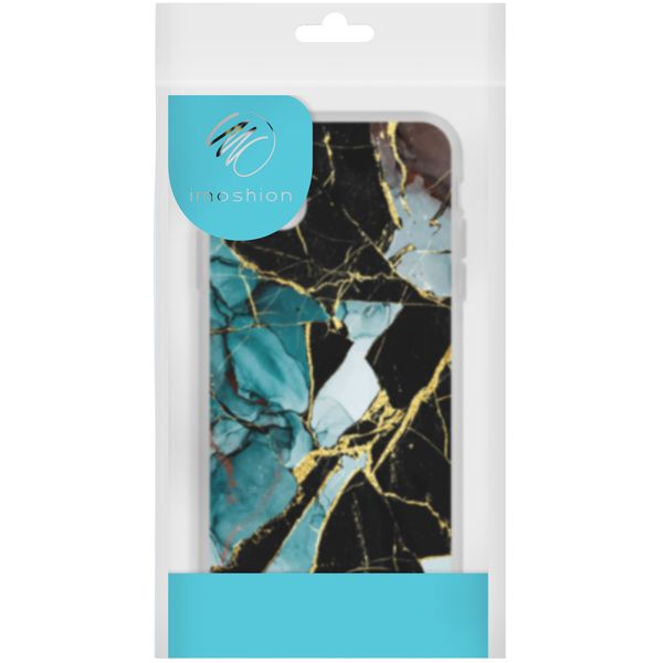 iMoshion Design hoesje iPhone 12 (Pro) - Marmer - Gebroken Blauw