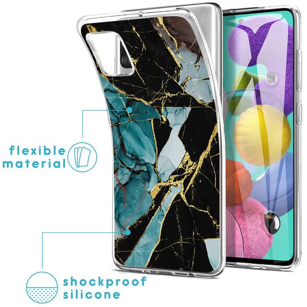 iMoshion Design hoesje Samsung Galaxy A51 - Marmer - Gebroken Blauw