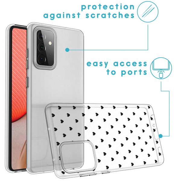 iMoshion Design hoesje Samsung Galaxy A72 - Hartjes - Zwart