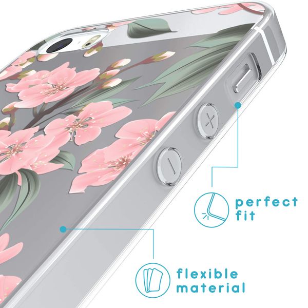 iMoshion Design hoesje iPhone 5 / 5s / SE - Bloem - Roze / Groen