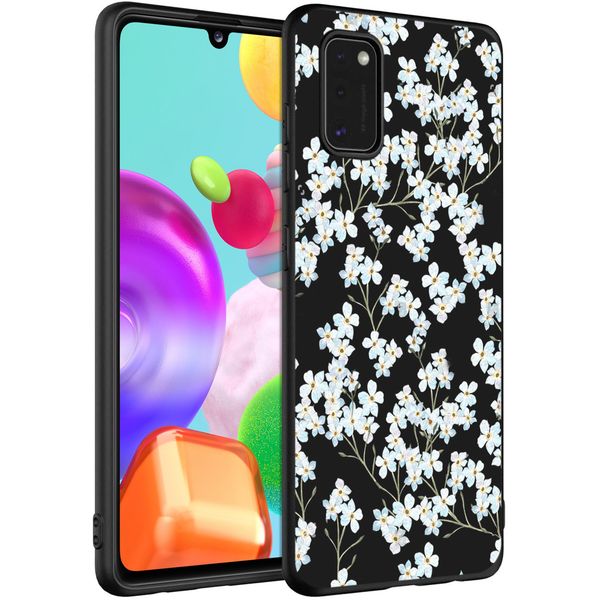 iMoshion Design hoesje Samsung Galaxy A41 - Bloem - Wit / Zwart