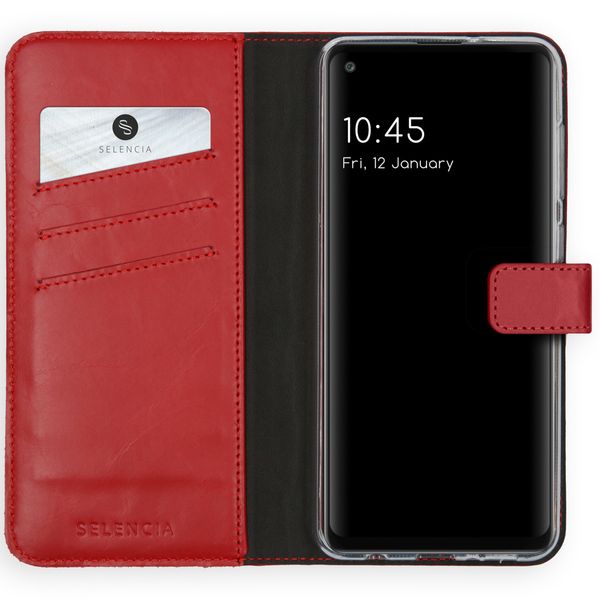 Selencia Echt Lederen Bookcase Samsung Galaxy A21s - Rood