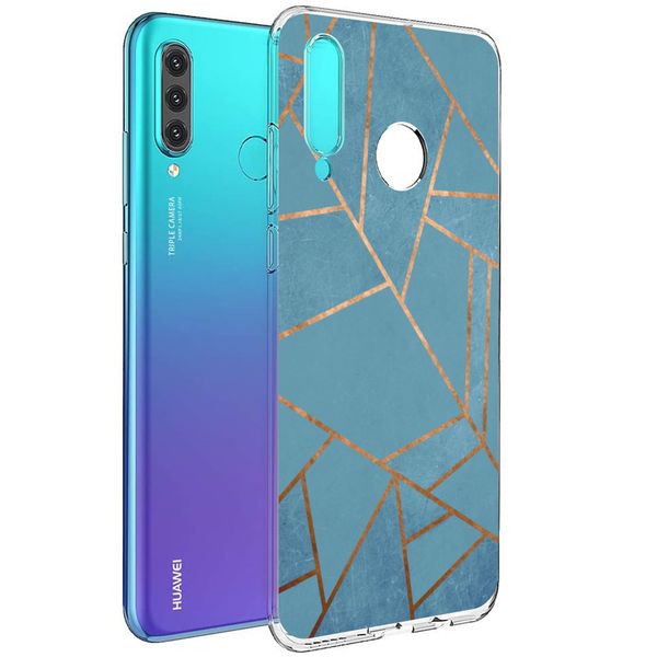 iMoshion Design hoesje Huawei P30 Lite - Grafisch Koper / Blauw