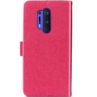 Klavertje Bloemen Bookcase OnePlus 8 Pro - Fuchsia