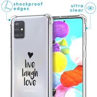 iMoshion Design hoesje met koord Samsung Galaxy A71 - Live Laugh Love - Zwart