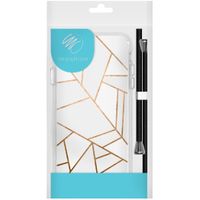 iMoshion Design hoesje met koord iPhone 12 Pro Max - Grafisch Koper - Wit / Goud