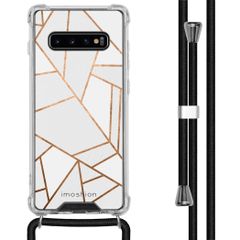 iMoshion Design hoesje met koord Samsung Galaxy S10 Plus - Grafisch Koper - Wit / Goud