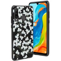 iMoshion Design hoesje Huawei P30 Lite - Bloem - Wit / Zwart