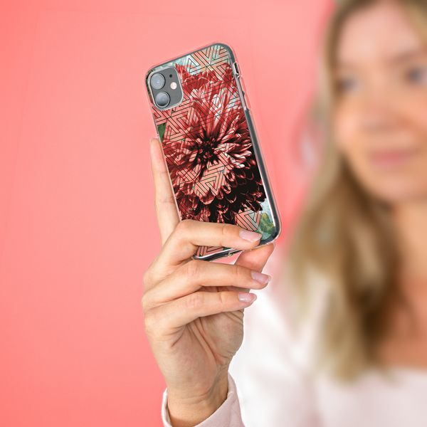 iMoshion Design hoesje iPhone 12 (Pro) - Grafisch - Bloem Roze