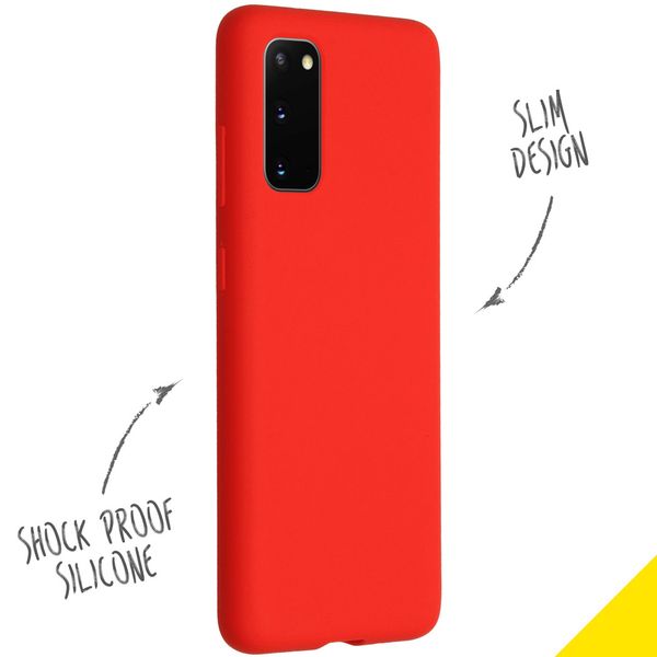 Accezz Liquid Silicone Backcover Samsung Galaxy S20 - Rood