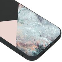 iMoshion Design hoesje iPhone 12 (Pro) - Marmer - Roze / Zwart