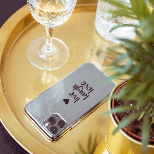 iMoshion Design hoesje iPhone 12 (Pro) - Live Laugh Love - Zwart