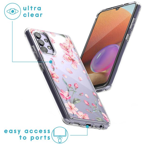 iMoshion Design hoesje Samsung Galaxy A32 (4G) - Bloem - Roze