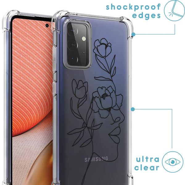 iMoshion Design hoesje met koord Samsung Galaxy A72 - Abstract Gezicht Bloem - Transparant