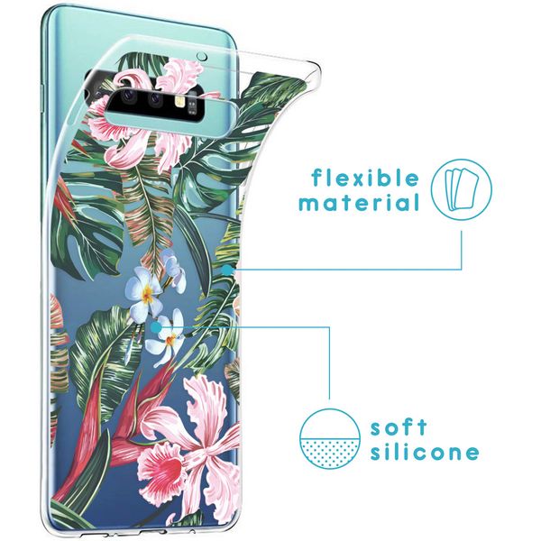 iMoshion Design hoesje Samsung Galaxy S10 - Jungle - Groen / Roze