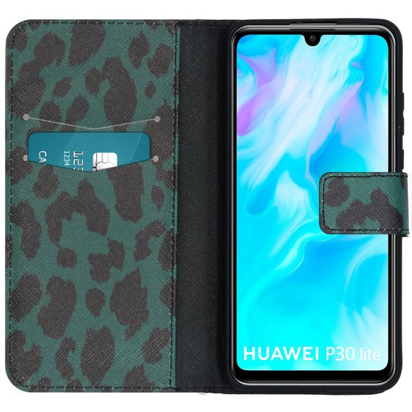 iMoshion Design Softcase Bookcase Huawei P30 Lite - Green Leopard