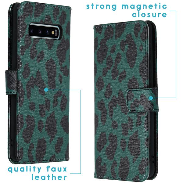 iMoshion Design Softcase Bookcase Samsung Galaxy S10 - Green Leopard