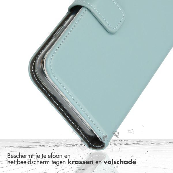 Selencia Echt Lederen Bookcase Samsung Galaxy S21 FE - Lichtblauw