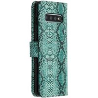 Slangenprint Bookcase Samsung Galaxy S10 - Groen