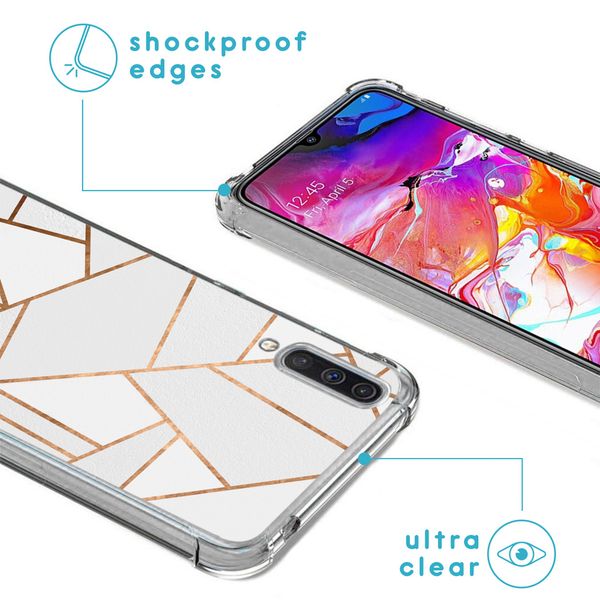 iMoshion Design hoesje met koord Samsung Galaxy A70 - Grafisch Koper - Wit / Goud