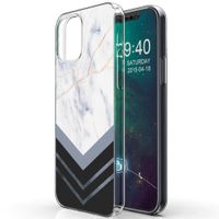 iMoshion Design hoesje iPhone 12 (Pro) - Marmer - Wit / Zwart