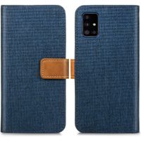 iMoshion Luxe Canvas Bookcase Samsung Galaxy A51 - Donkerblauw