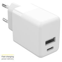 Accezz Wall Charger Samsung Galaxy A12 - Oplader - USB-C en USB aansluiting - Power Delivery - 20 Watt - Wit