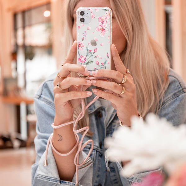 iMoshion Design hoesje met koord Samsung Galaxy A70 - Bloem - Roze